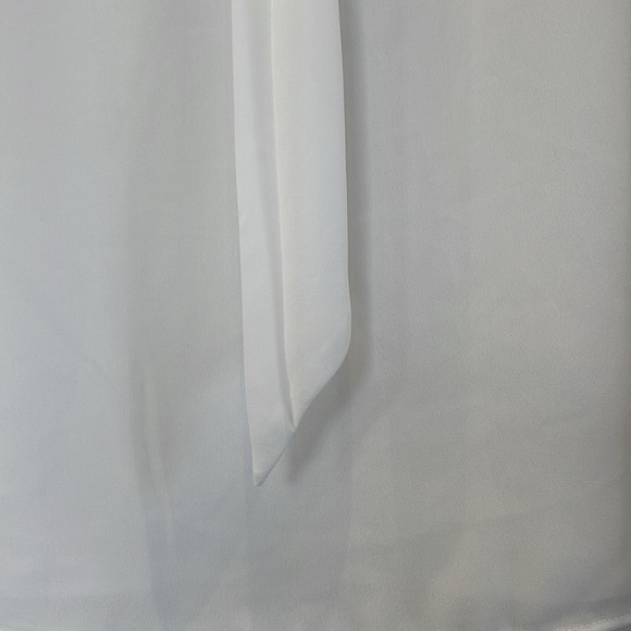 Calvin Klein Tie-neck Ruffled Cap-sleeve Blouse In White Size L - Picture 6 of 11